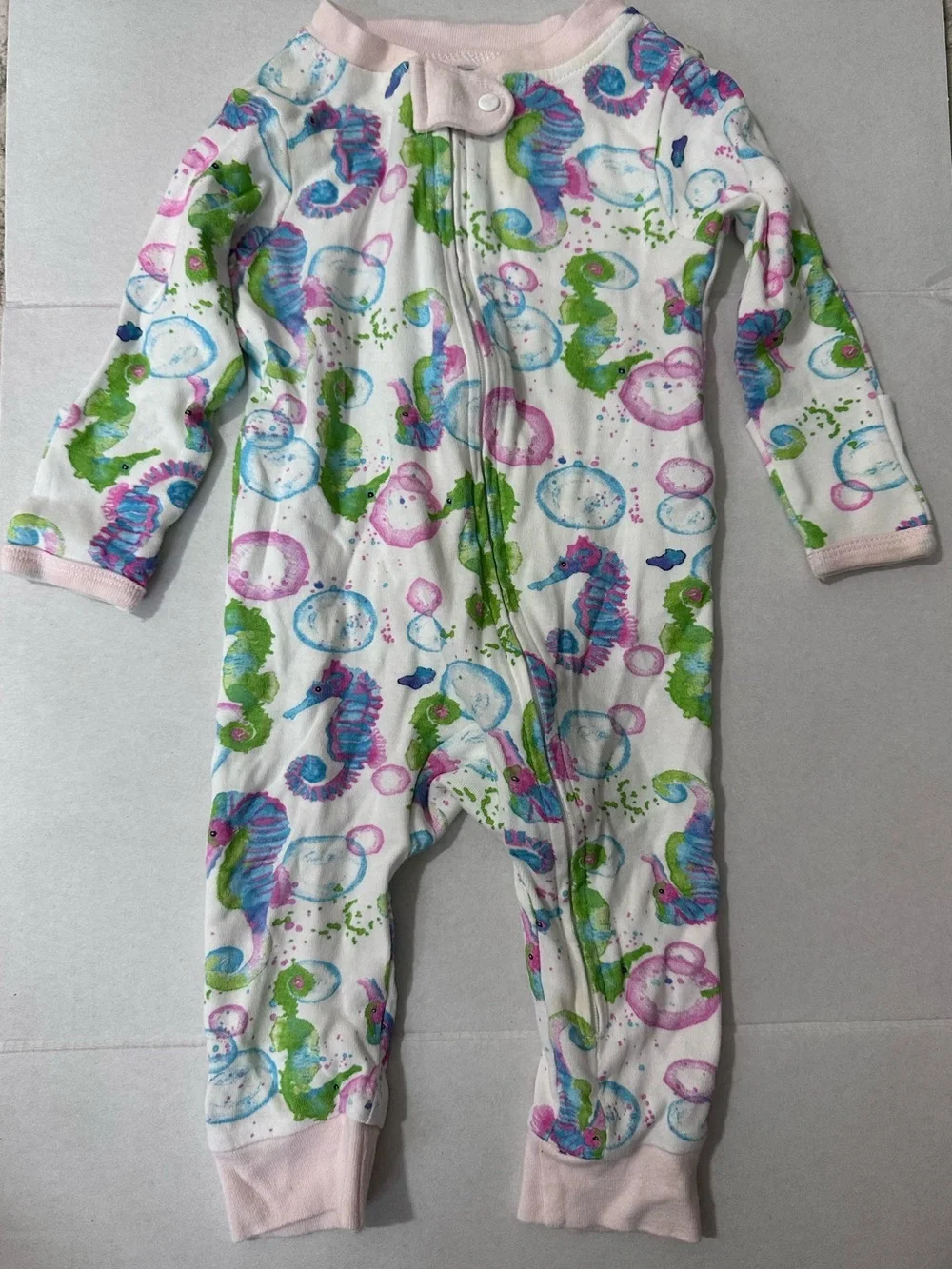 BURT’S BEES BABY Seahorse Print Sleep & Play Pajamas 0-3 Months
